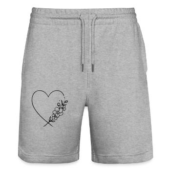 Herz - Stanley/Stella Unisex Bio Joggingshorts Trainer  - Grau meliert - Vorne - Nik (191cm) & Marisol (170cm)