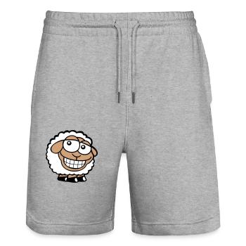Schaf Grinsen Guckt Doof Frech Lächeln Glücklich - Stanley/Stella Unisex Bio Joggingshorts Trainer  - Grau meliert - Vorne - Nik (191cm) & Marisol (170cm)