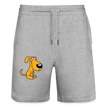 Dog, Crazy, Small, Happy, Funny, Silly, Cool - Stanley/Stella Trainer Unisex Organic Jogging Shorts - heather grey - Front - Nik (191cm) & Marisol (170cm)