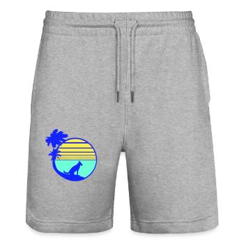 Chien Plage Vacances Soleil Mer Palmiers Vacances Belle - Short de jogging bio TRAINER Stanley/Stella unisexe - gris chiné - Devant - Nik (191cm) & Marisol (170cm)