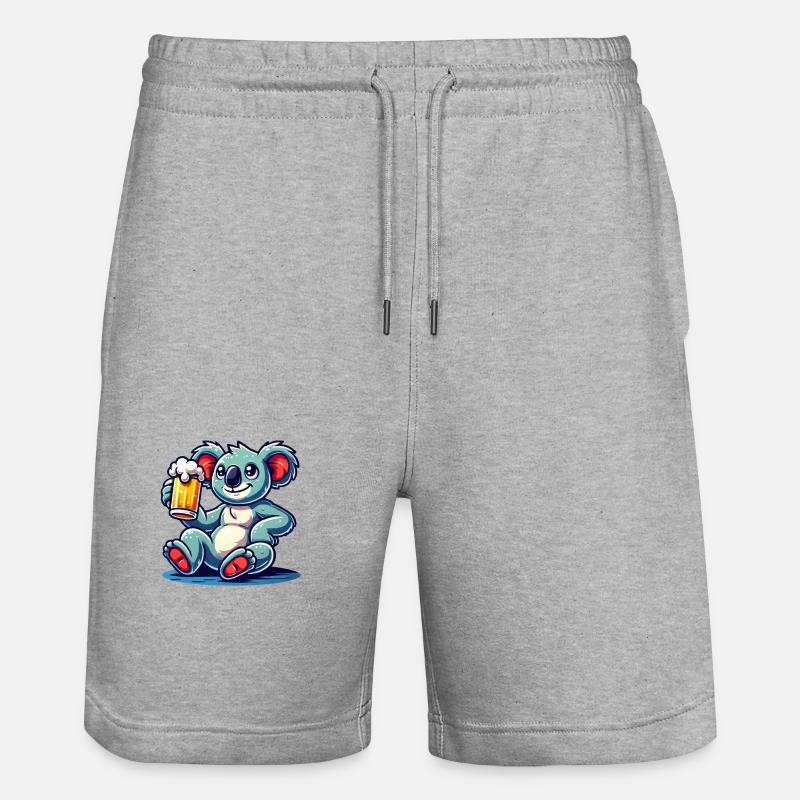 koalabär bier comic - Stanley/Stella Unisex Bio Joggingshorts Trainer  - Grau meliert