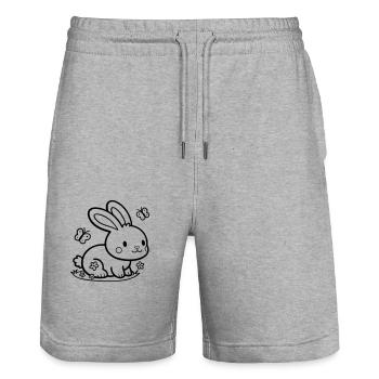 Lapin mignon Lapin - Short de jogging bio TRAINER Stanley/Stella unisexe - gris chiné - Devant - Nik (191cm) & Marisol (170cm)