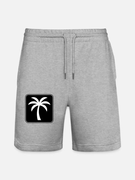 Palm Tree Icon Summer - Stanley/Stella Trainer Unisex Organic Jogging Shorts - heather grey
