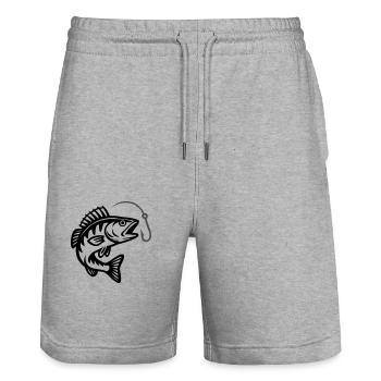 Hecht Fisch Angeln - Stanley/Stella Unisex Bio Joggingshorts Trainer  - Grau meliert - Vorne - Nik (191cm) & Marisol (170cm)