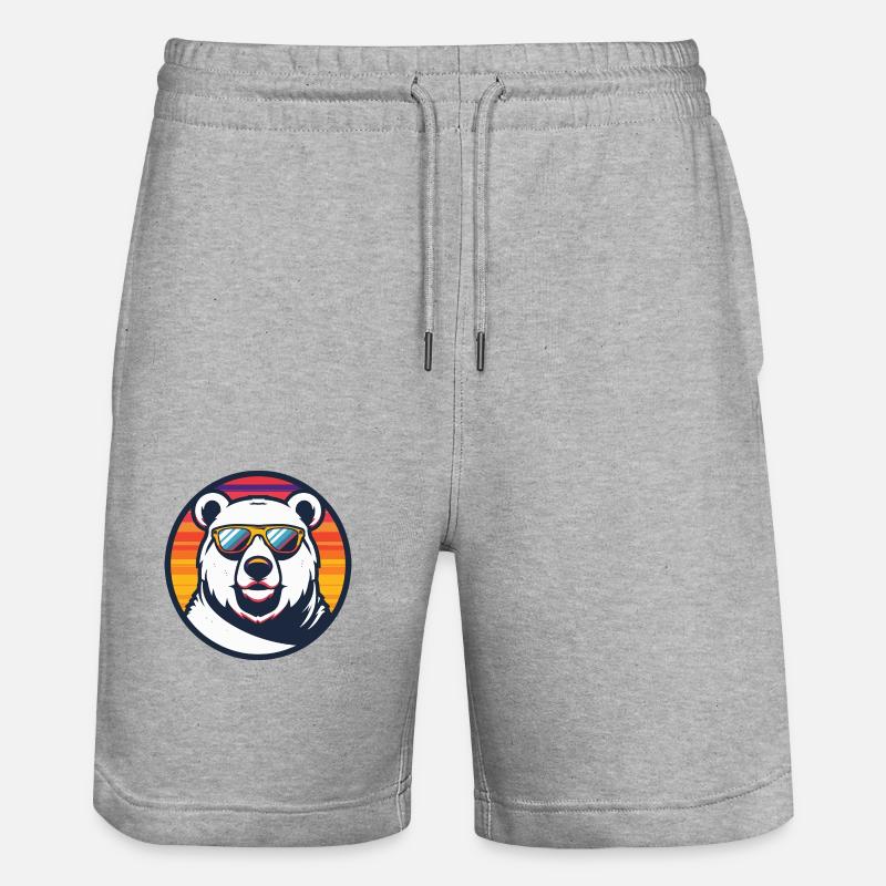 Polar Bear Cool Comic - Stanley/Stella Trainer Unisex Organic Jogging Shorts - heather grey