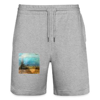 LE DESERT - Short de jogging bio TRAINER Stanley/Stella unisexe - gris chiné - Devant - Nik (191cm) & Marisol (170cm)