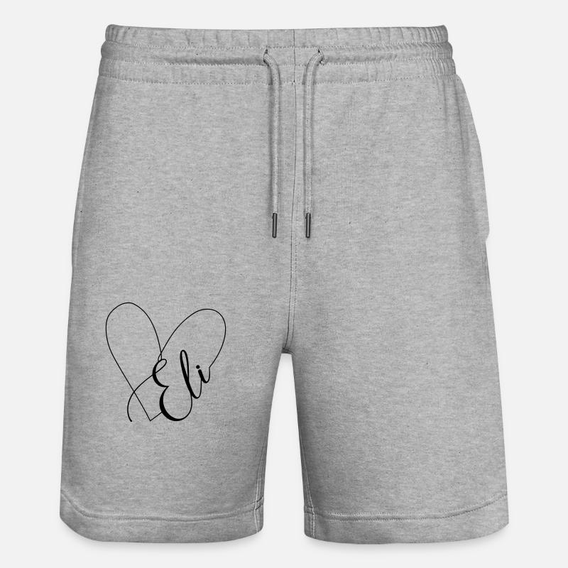 Eli Name Herzlinie - Stanley/Stella Unisex Bio Joggingshorts Trainer  - Grau meliert