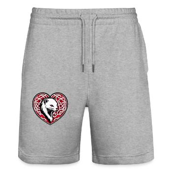 Ermine Tribal Heart from Brittany - Stanley/Stella Trainer Unisex Organic Jogging Shorts - heather grey - Front - Nik (191cm) & Marisol (170cm)