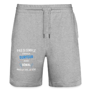 Awesome Surfer - Stanley/Stella Trainer Unisex Organic Jogging Shorts - heather grey - Front - Nik (191cm) & Marisol (170cm)
