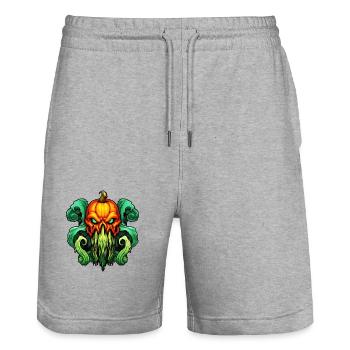 Cthulhu meets pumpkin - Stanley/Stella Trainer Unisex Organic Jogging Shorts - heather grey - Front - Nik (191cm) & Marisol (170cm)