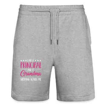 Rektor Und Eine Oma Nichts macht mir Angst - Stanley/Stella Unisex Bio Joggingshorts Trainer  - Grau meliert - Vorne - Nik (191cm) & Marisol (170cm)