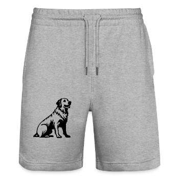 Golden Retriever Dog - Stanley/Stella Trainer Unisex Organic Jogging Shorts - heather grey - Front - Nik (191cm) & Marisol (170cm)