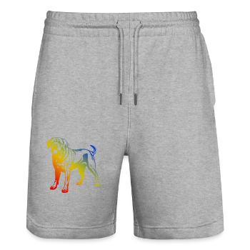 Mastiff Chien - Short de jogging bio TRAINER Stanley/Stella unisexe - gris chiné - Devant - Nik (191cm) & Marisol (170cm)