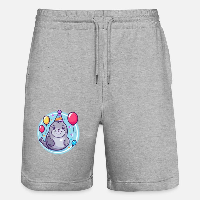 phoque animal anniversaire bébé - Short de jogging bio TRAINER Stanley/Stella unisexe - gris chiné