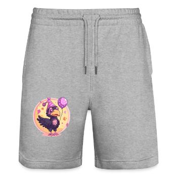 Corbeau corbeau oiseau anniversaire bébé - Short de jogging bio TRAINER Stanley/Stella unisexe - gris chiné - Devant - Nik (191cm) & Marisol (170cm)