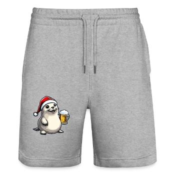 Seal Animal Bière Noël Noël - Short de jogging bio TRAINER Stanley/Stella unisexe - gris chiné - Devant - Nik (191cm) & Marisol (170cm)