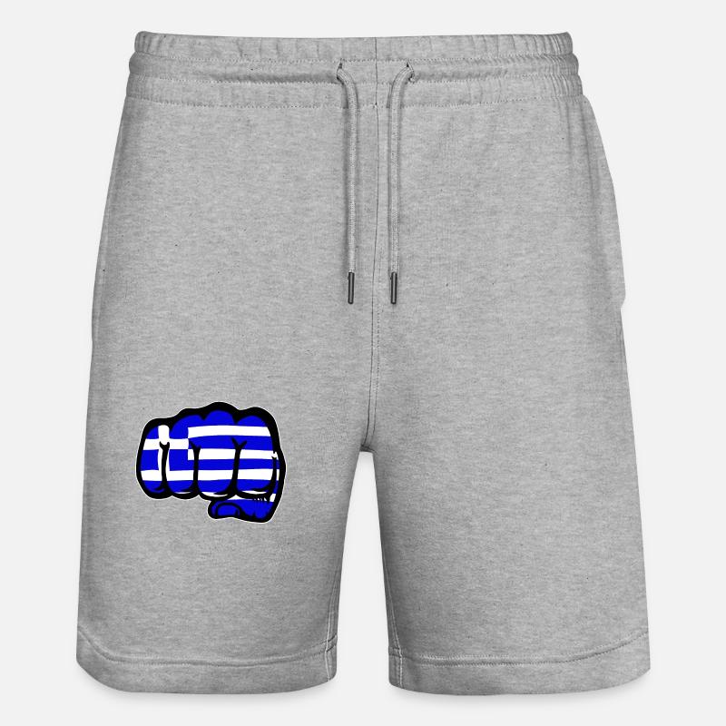 Grèce drapeau main poing - Short de jogging bio TRAINER Stanley/Stella unisexe - gris chiné
