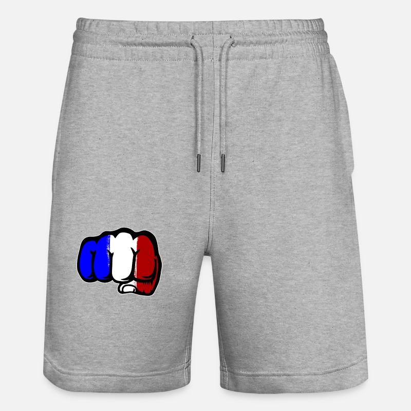 Frankreich Flagge Hand Faust - Stanley/Stella Unisex Bio Joggingshorts Trainer  - Grau meliert