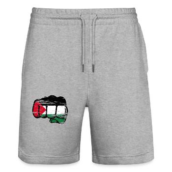 Palestinien Flagge Faust Hand used - Stanley/Stella Unisex Bio Joggingshorts Trainer  - Grau meliert - Vorne - Nik (191cm) & Marisol (170cm)
