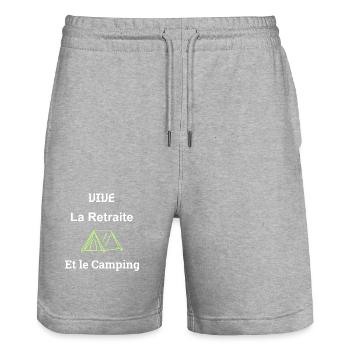 Long live Retirement and Camping - Stanley/Stella Trainer Unisex Organic Jogging Shorts - heather grey - Front - Nik (191cm) & Marisol (170cm)