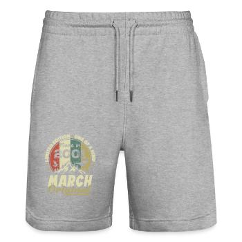 März 2001 Geburtstagsgeschenk Limitierte Auflage - Stanley/Stella Unisex Bio Joggingshorts Trainer  - Grau meliert - Vorne - Nik (191cm) & Marisol (170cm)