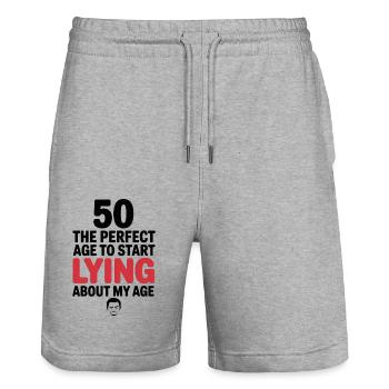 50 Perfektes Alter Fang an, über mein Alter zu lügen - Stanley/Stella Unisex Bio Joggingshorts Trainer  - Grau meliert - Vorne - Nik (191cm) & Marisol (170cm)