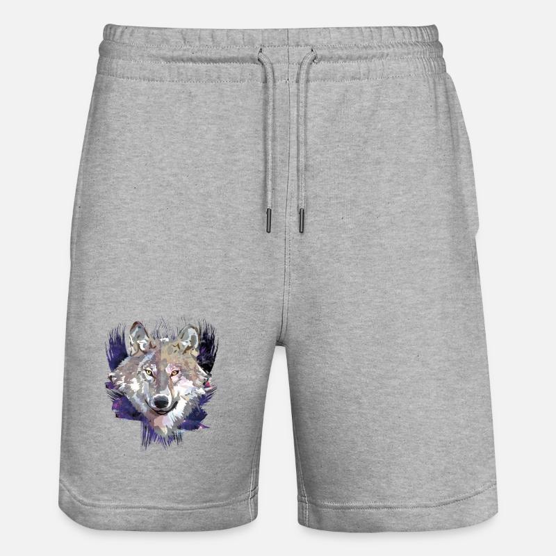Wolf | Tier | Grauer Wolf - Stanley/Stella Unisex Bio Joggingshorts Trainer  - Grau meliert