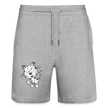 Knuffige Katze - Katzen - Kater - Stubentiger - Stanley/Stella Unisex Bio Joggingshorts Trainer  - Grau meliert - Vorne - Nik (191cm) & Marisol (170cm)