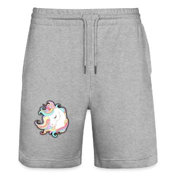 Licorne Pastel Rêve Illustration - Short de jogging bio TRAINER Stanley/Stella unisexe - gris chiné - Devant - Nik (191cm) & Marisol (170cm)