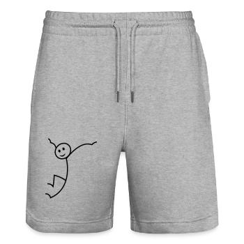 Strichmännchen - Stanley/Stella Unisex Bio Joggingshorts Trainer  - Grau meliert - Vorne - Nik (191cm) & Marisol (170cm)