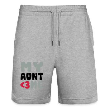 My aunt loves me - Meine Tante liebt mich - Stanley/Stella Unisex Bio Joggingshorts Trainer  - Grau meliert - Vorne - Nik (191cm) & Marisol (170cm)