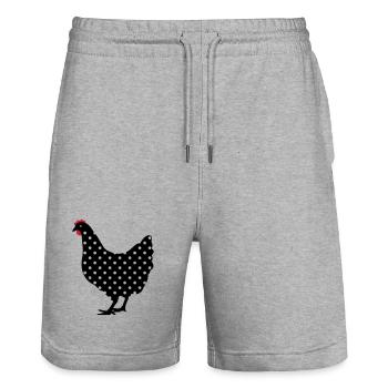 Chicken hen spotted - Stanley/Stella Trainer Unisex Organic Jogging Shorts - heather grey - Front - Nik (191cm) & Marisol (170cm)