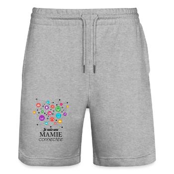 Granny connected to the network - Stanley/Stella Trainer Unisex Organic Jogging Shorts - heather grey - Front - Nik (191cm) & Marisol (170cm)