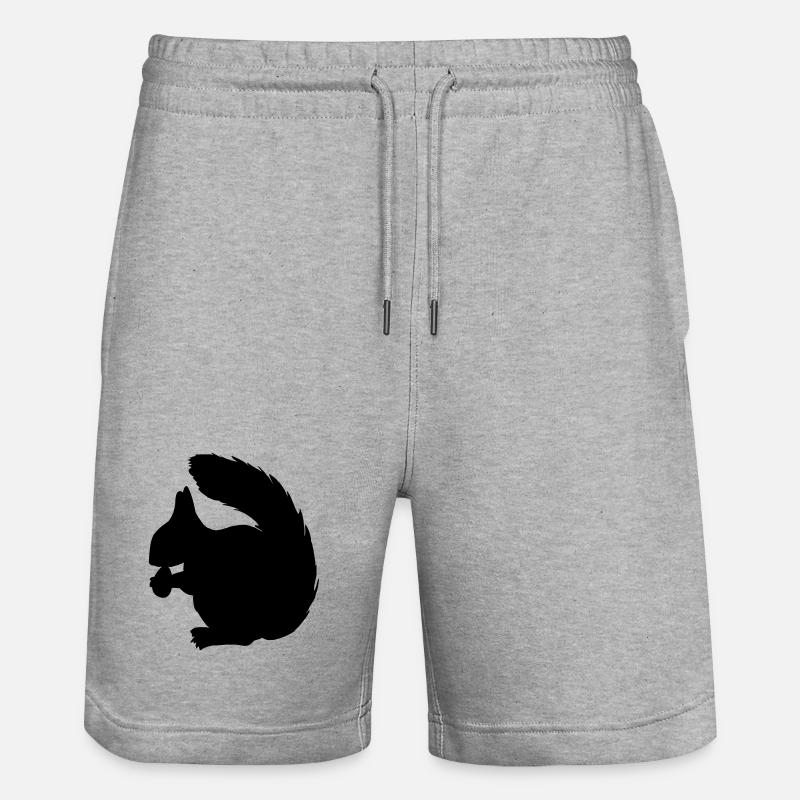 Squirrel with nut shadow figure - Stanley/Stella Trainer Unisex Organic Jogging Shorts - heather grey