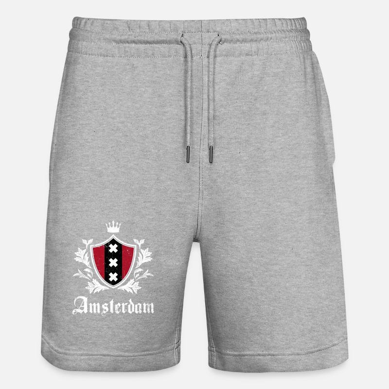 Amsterdam Crest Shield - Stanley/Stella Trainer Unisex Organic Jogging Shorts - heather grey