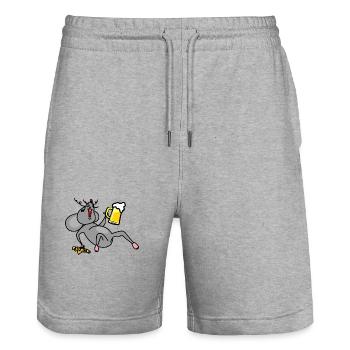 Mouse drunk with beer and cheese - Stanley/Stella Trainer Unisex Organic Jogging Shorts - heather grey - Front - Nik (191cm) & Marisol (170cm)