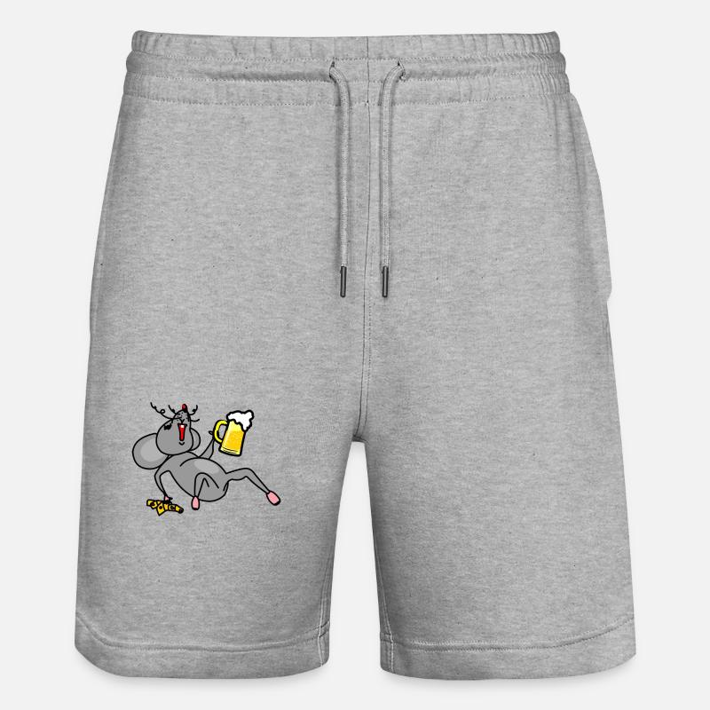 Mouse drunk with beer and cheese - Stanley/Stella Trainer Unisex Organic Jogging Shorts - heather grey