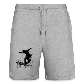 Skate - Skateboard - Skater Vintage - Short de jogging bio TRAINER Stanley/Stella unisexe - gris chiné - Devant - Nik (191cm) & Marisol (170cm)