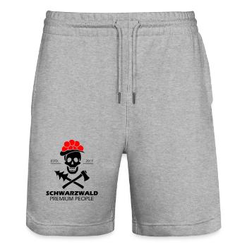 Black Forest Skull Bollenhut - Premium Design - Stanley/Stella Trainer Unisex Organic Jogging Shorts - heather grey - Front - Nik (191cm) & Marisol (170cm)