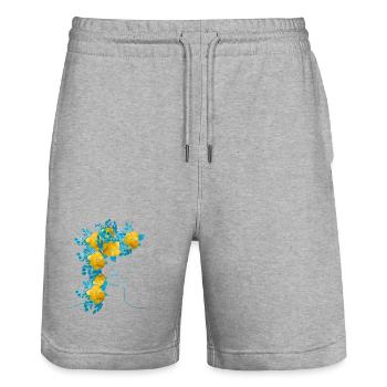 Ukraine Peace - Stanley/Stella Trainer Unisex Organic Jogging Shorts - heather grey - Front - Nik (191cm) & Marisol (170cm)