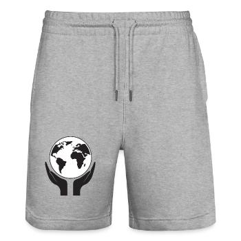 Rettet unseren Planeten - Stanley/Stella Unisex Bio Joggingshorts Trainer  - Grau meliert - Vorne - Nik (191cm) & Marisol (170cm)