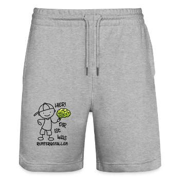 Hier Dir ist was runtergefallen - Gehirn - Stanley/Stella Unisex Bio Joggingshorts Trainer  - Grau meliert - Vorne - Nik (191cm) & Marisol (170cm)