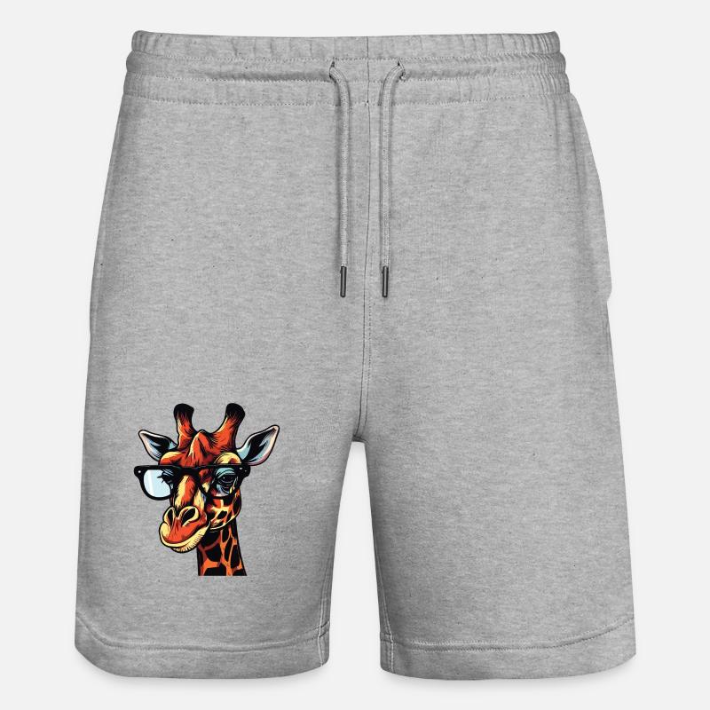 Dessin animé Bande dessinée Girafe Design - Short de jogging bio TRAINER Stanley/Stella unisexe - gris chiné