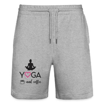 Yoga et café - Short de jogging bio TRAINER Stanley/Stella unisexe - gris chiné - Devant - Nik (191cm) & Marisol (170cm)