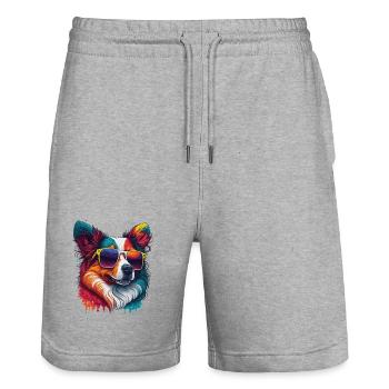 chien cool - Short de jogging bio TRAINER Stanley/Stella unisexe - gris chiné - Devant - Nik (191cm) & Marisol (170cm)