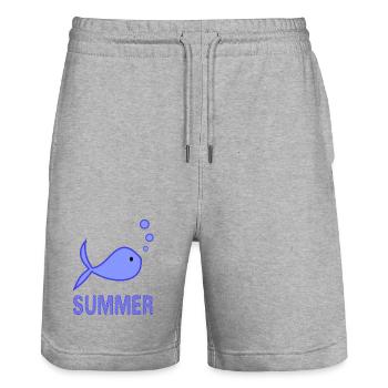 POISSON. POISSON D'AVRIL. VACANCES. ETE. HUMOUR - Short de jogging bio TRAINER Stanley/Stella unisexe - gris chiné - Devant - Nik (191cm) & Marisol (170cm)