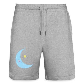 Mond- und Sternennachtglückseligkeit - Stanley/Stella Unisex Bio Joggingshorts Trainer  - Grau meliert - Vorne - Nik (191cm) & Marisol (170cm)
