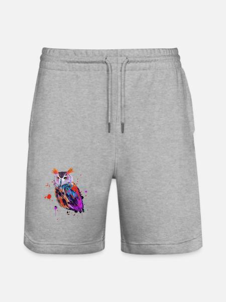 Hibou aquarelle - Short de jogging bio TRAINER Stanley/Stella unisexe - gris chiné