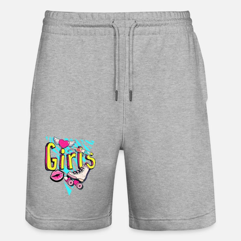 Mädchen Retro Roller Pop Art - Stanley/Stella Unisex Bio Joggingshorts Trainer  - Grau meliert