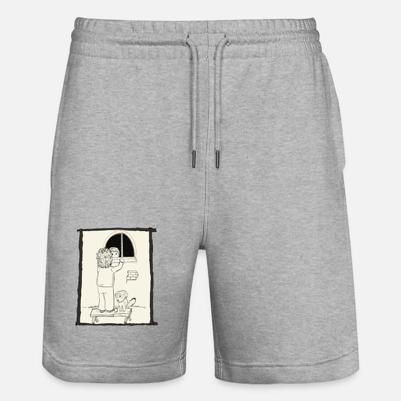 Hunde & Kinder & Bälle Tintenversion - Stanley/Stella Unisex Bio Joggingshorts Trainer  - Grau meliert